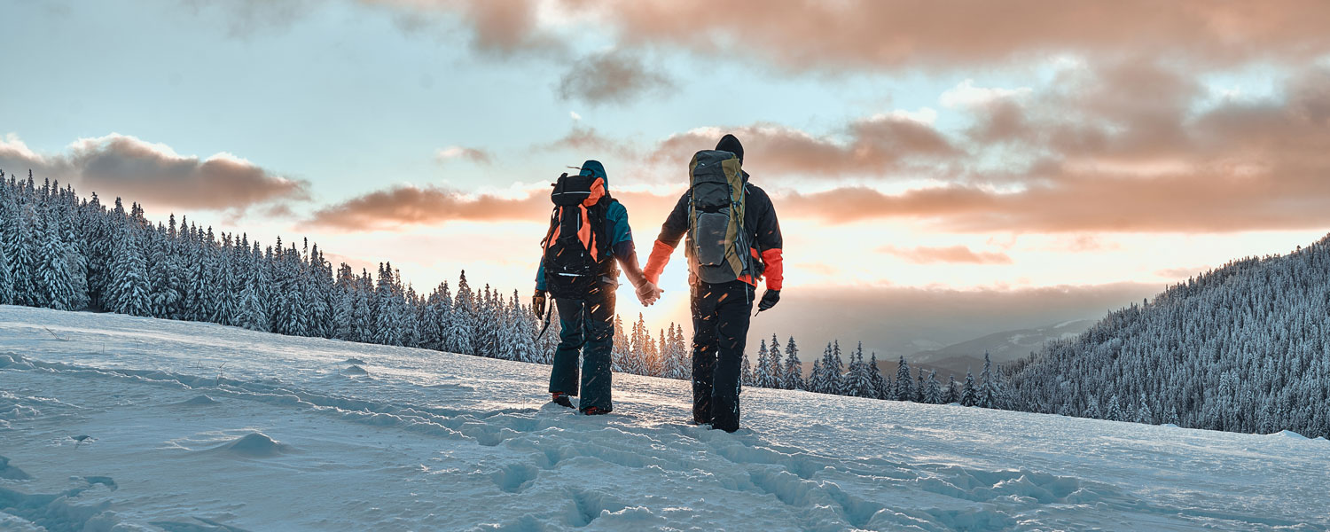 couples winter outdoor adventure